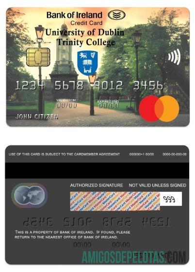 Mastercard de crédito de afinidade do Ireland Bank Of Ireland amostra